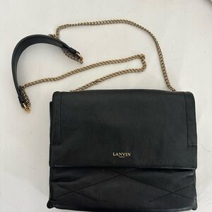 Lanvin Black Crossbody Bag with Gold Chain